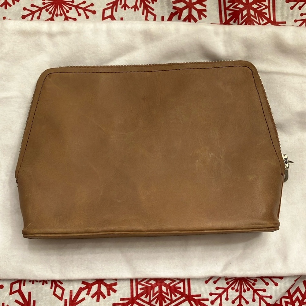Soy Nica Light Brown Genuine Leather Zip Pouch